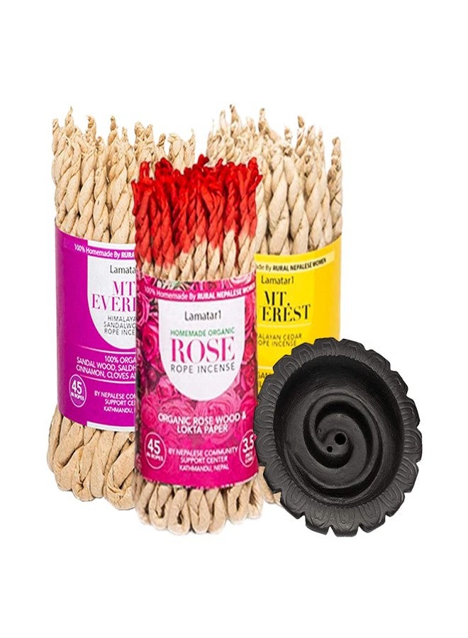 Lamatar1 Bundle Rope Incense Gift Package- 3 Bundle APPR. 135 in Ropes Including Spiral Design Clay Rope Incense Burner - Image 1